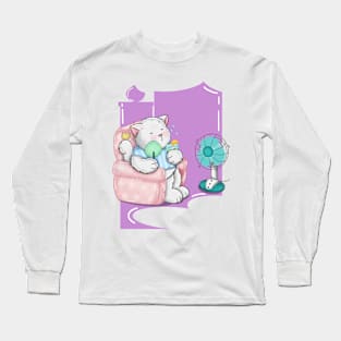 A cute cat hit by heatwave Long Sleeve T-Shirt